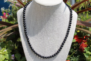 SHUNGITE POLISHED BEAD NECKLACE WITH 6MM BEADS