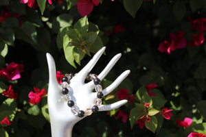 SHUNGITE BRACELET WITH 10MM  SHUNGITE BEADS & CZECH CRYSTAL BEADS