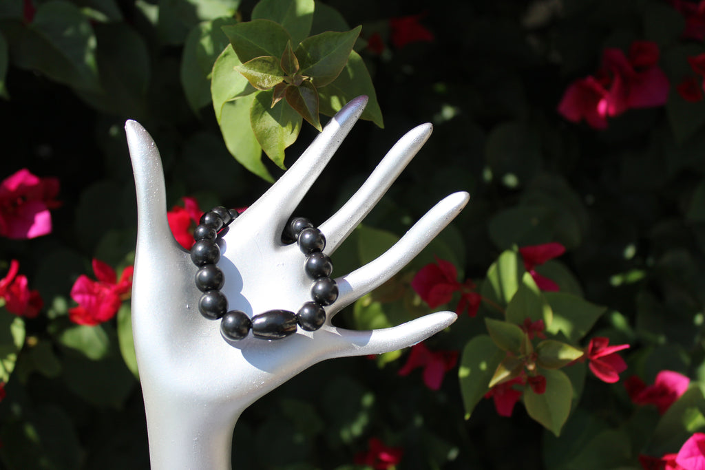 SHUNGITE BRACELET WITH LAVA BEADS & ELASTICIZED, FOR EMF PROTECTION –  Shungite City