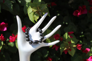 ALL SHUNGITE BRACELET WITH POLISHED BEADS, ELASTICIED, FOR EMF PROTECTION, UNISEX