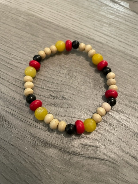 SHUNGITE BRACELET WITH MULTI COLORED BEADS & ELASTICIZED, FOR EMF PROTECTION