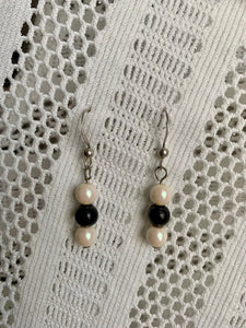 STERLING SILVER POST EARRINGS WITH 6MM SHUNGITE BEADS AND OTHER ACCENTS