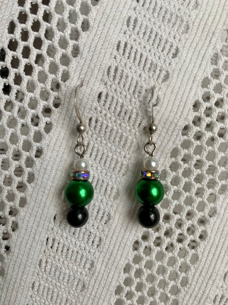 STERLING SILVER EARRINGS WITH 6MM SHUNGITE BEAD