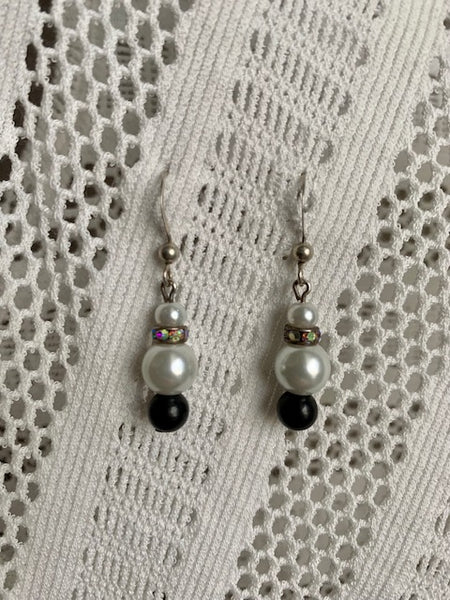 STERLING SILVER EARRINGS WITH 6MM SHUNGITE BEAD