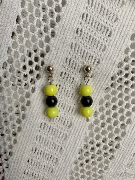 STERLING SILVER POST EARRINGS WITH 6MM SHUNGITE BEADS AND OTHER ACCENTS