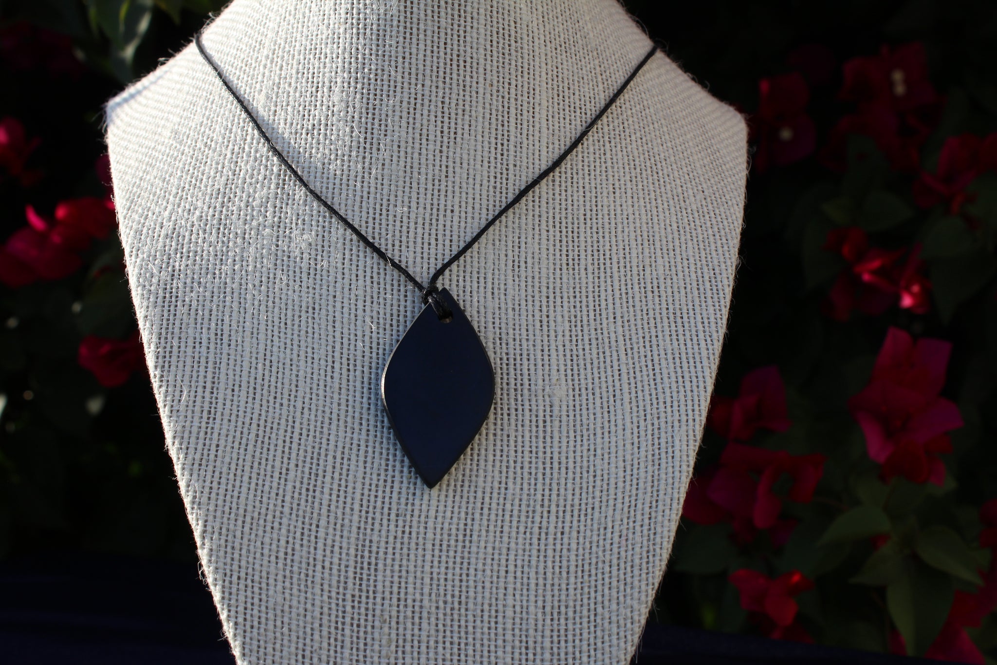 SHUNGITE NECKLACE  POLISHED PETAL PENDANT