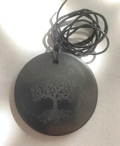 50 MM SHUNGITE TREE OF LIFE DISK PENDANT